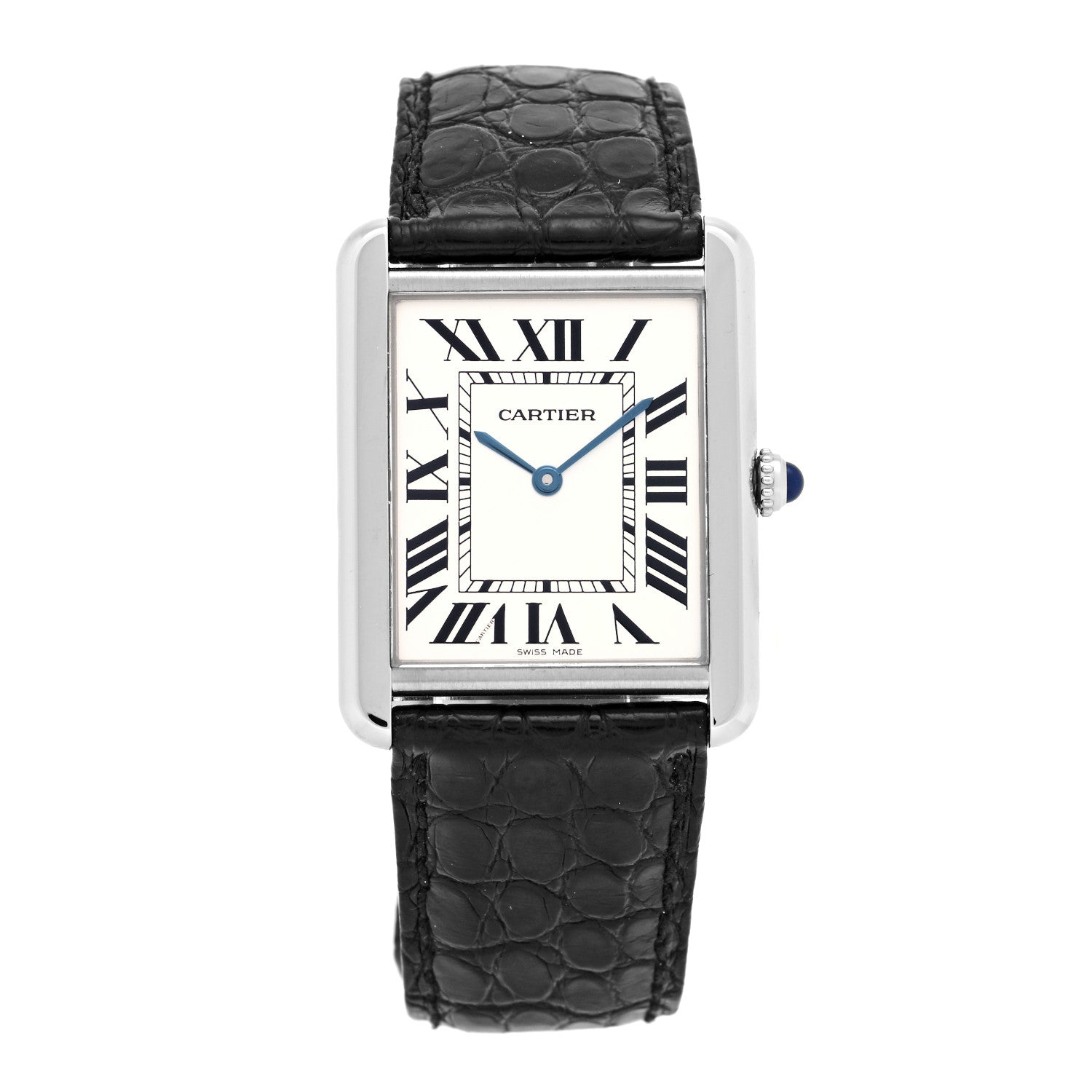 Cartier Stainless Steel Alligator 27mm Tank Solo Quartz Watch 1 of 4