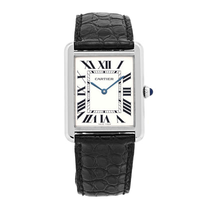 Cartier Stainless Steel Alligator 27mm Tank Solo Quartz Watch 1 of 4