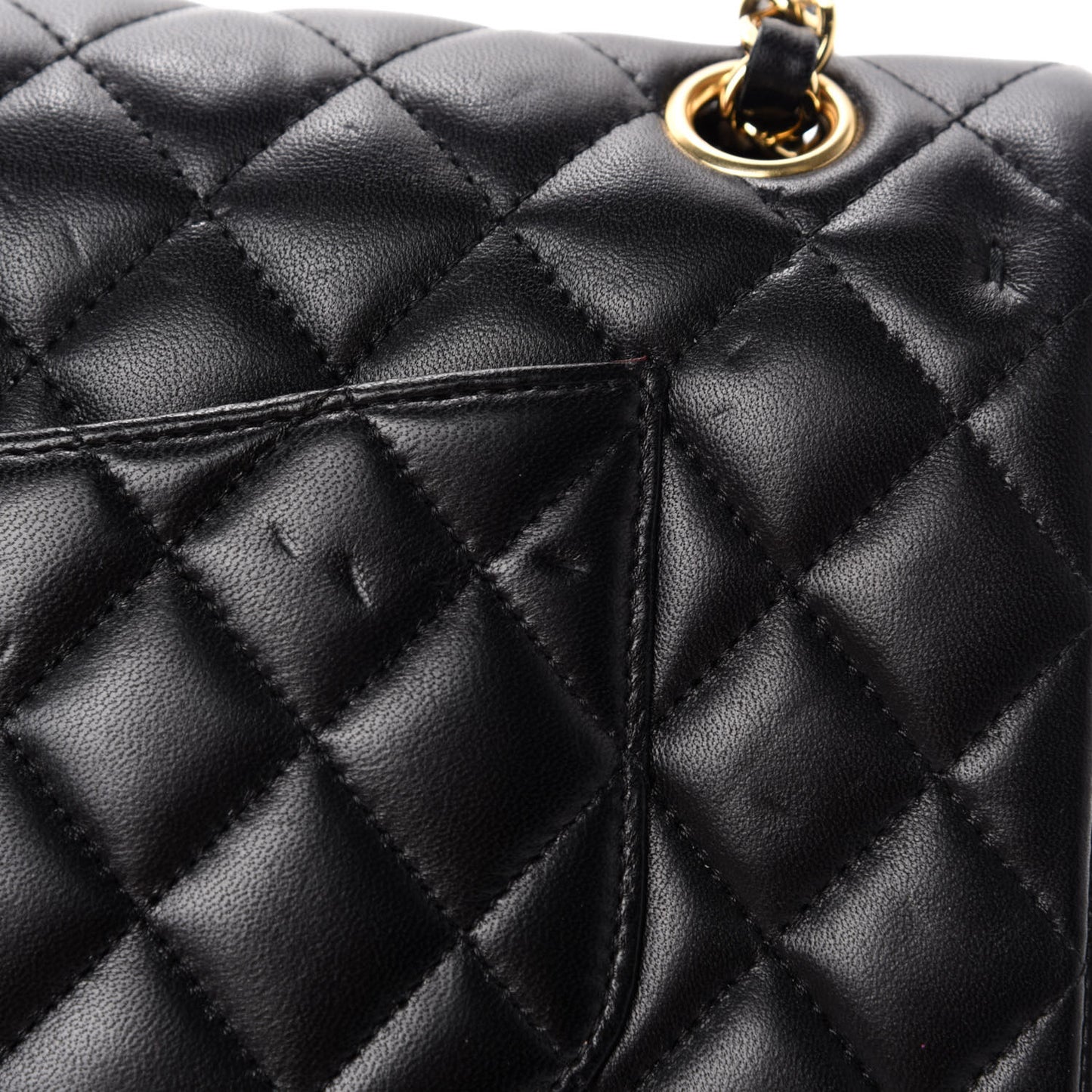 Lambskin Quilted Medium Double Flap Black