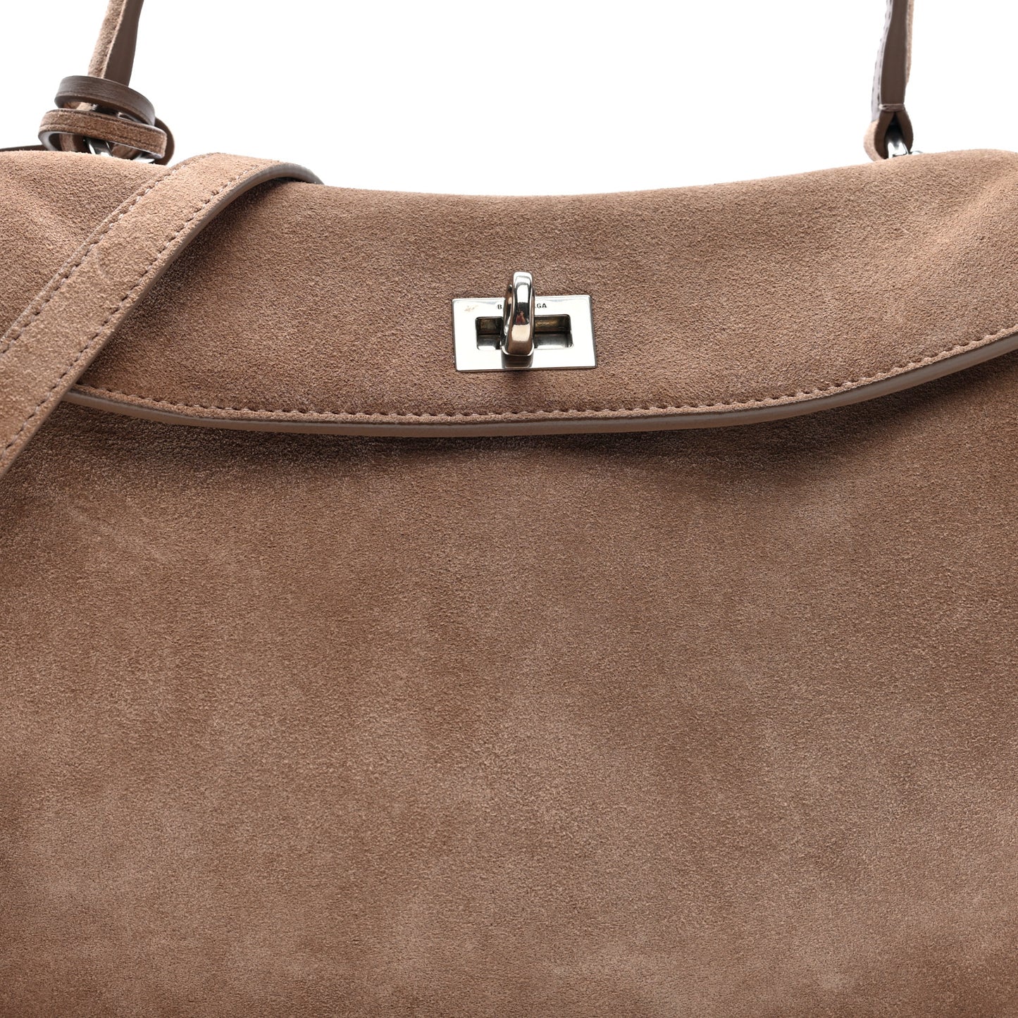 Waxed Suede Small Rodeo Top Handle Handbag Beige
