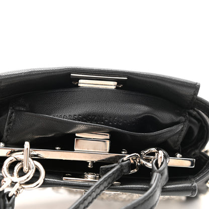 Fendi Satin Crystal Shiny Nappa Embroidered Micro Peekaboo Iconic Satchel Black Crystal 8 of 12