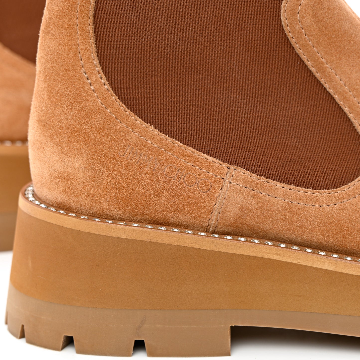 Suede Crystal Clayton Flat Ankle Boots 37.5 Caramel