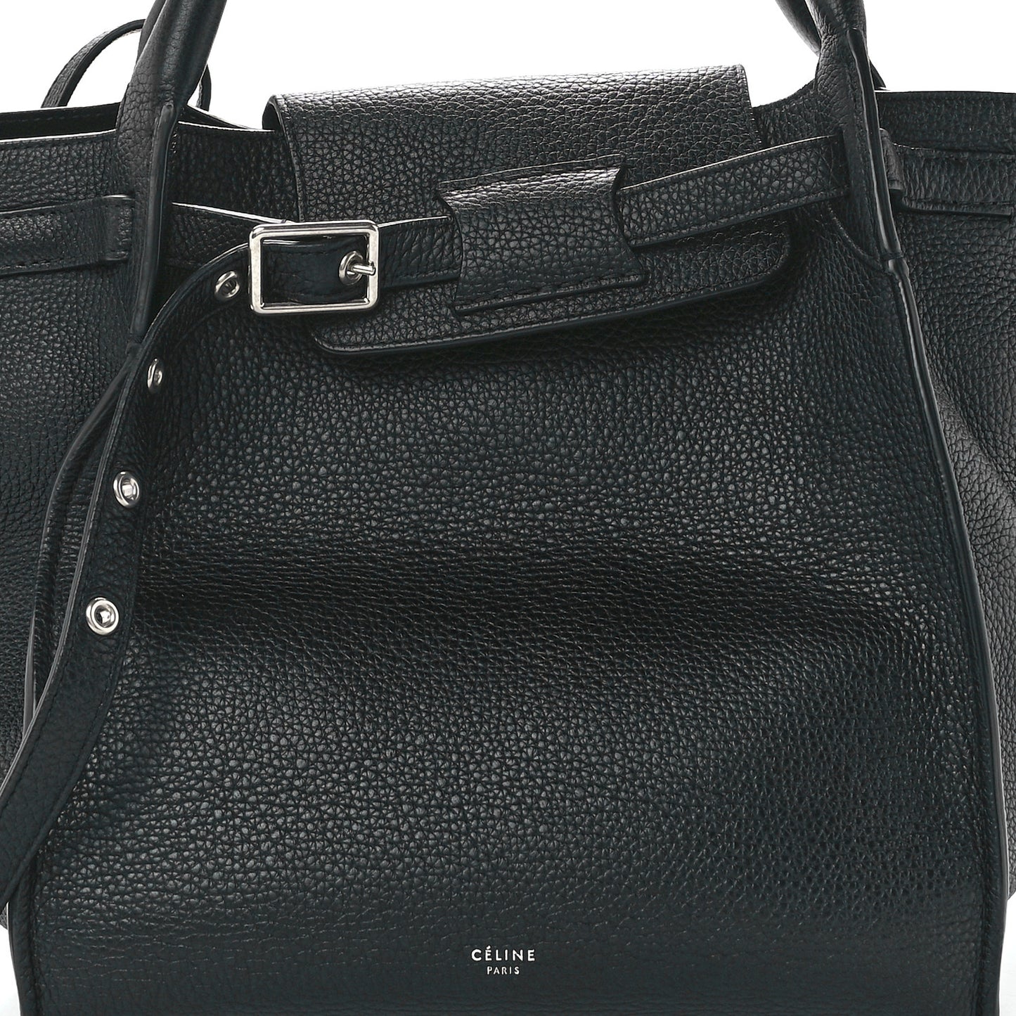 Supple Grained Calfskin Small Long Strap Big Bag Black