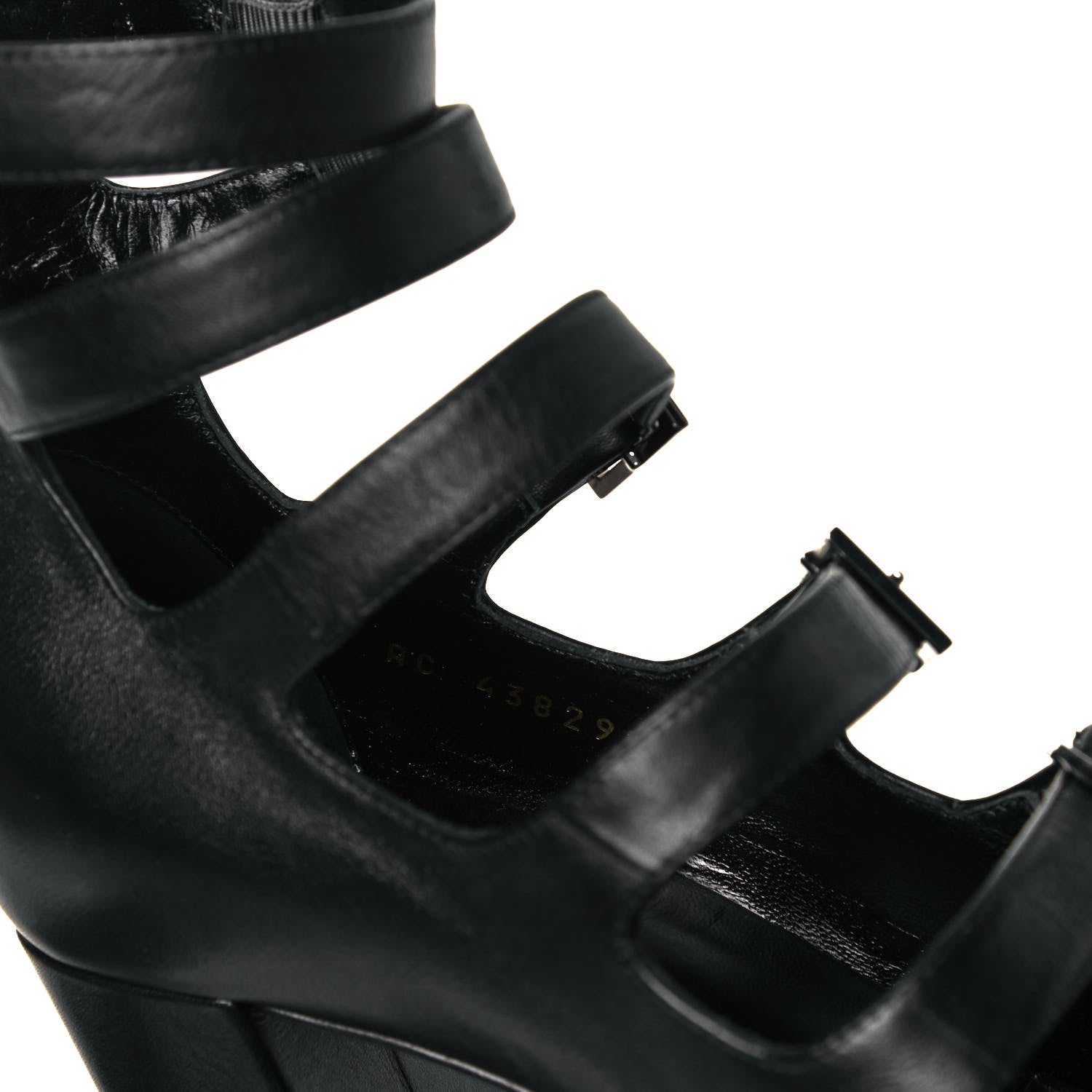 Saint Laurent Calfskin Babies 90 Multi Strap Sandal 37 Black 8 of 8