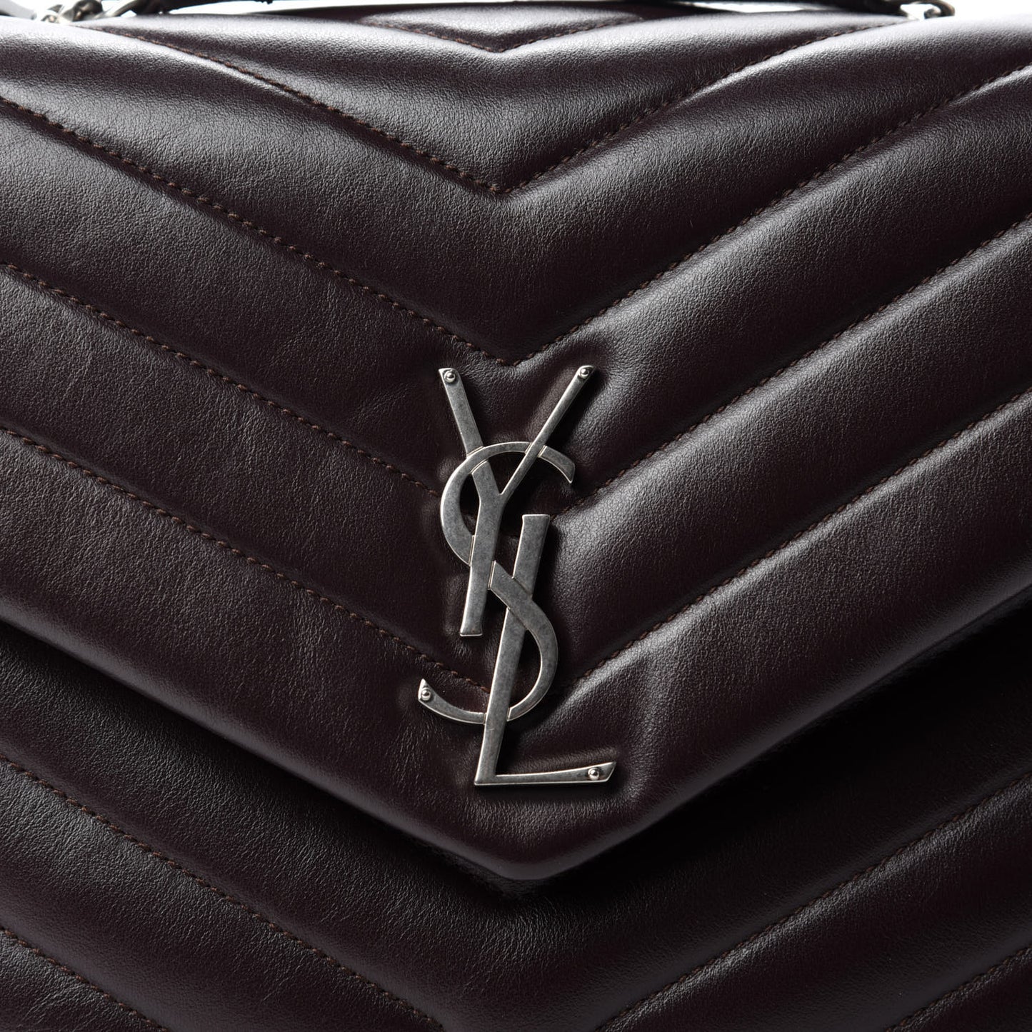 Calfskin Y Quilted Monogram Medium Loulou Chain Satchel Amaranto