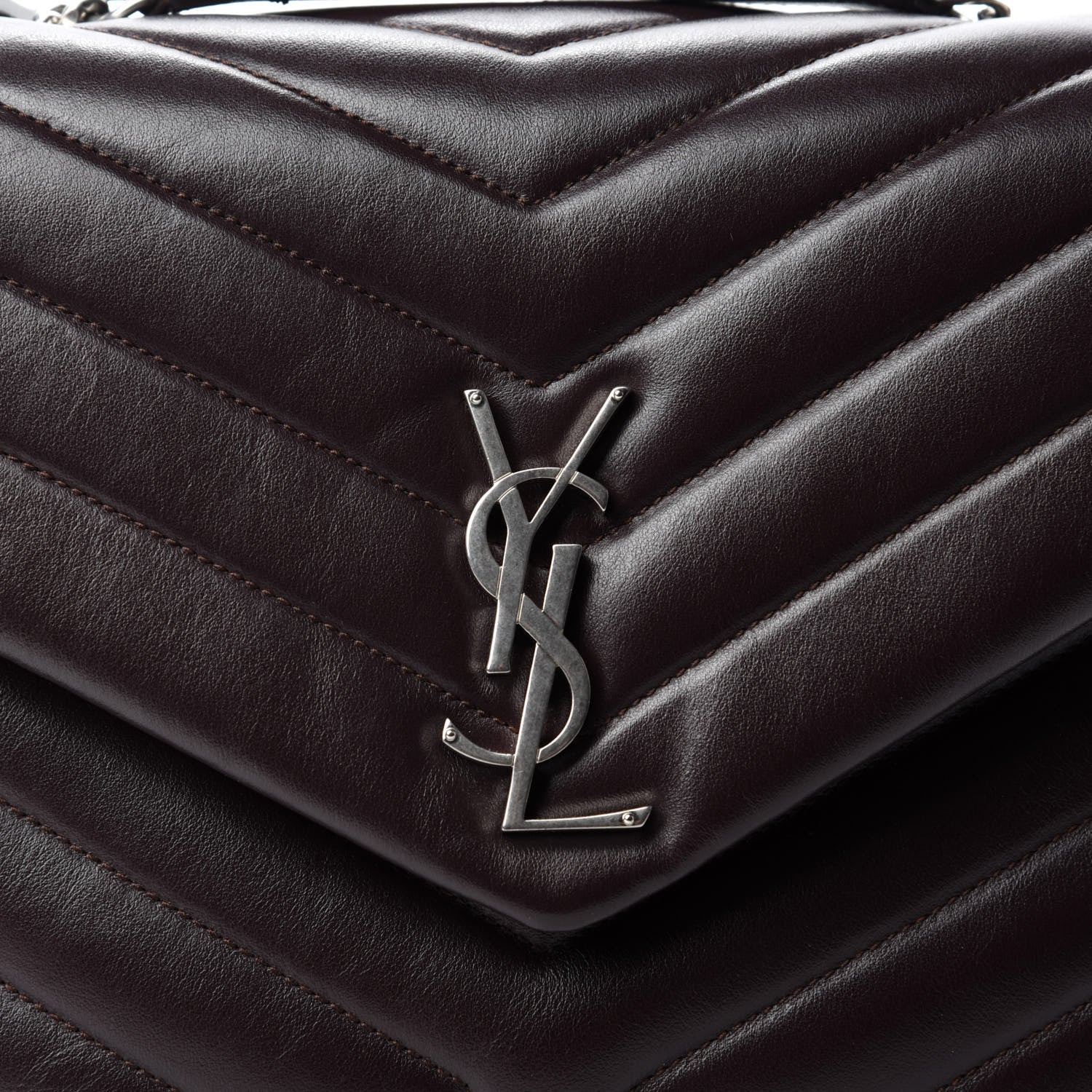 Saint Laurent Calfskin Y Quilted Monogram Medium Loulou Chain Satchel Amaranto 11 of 11
