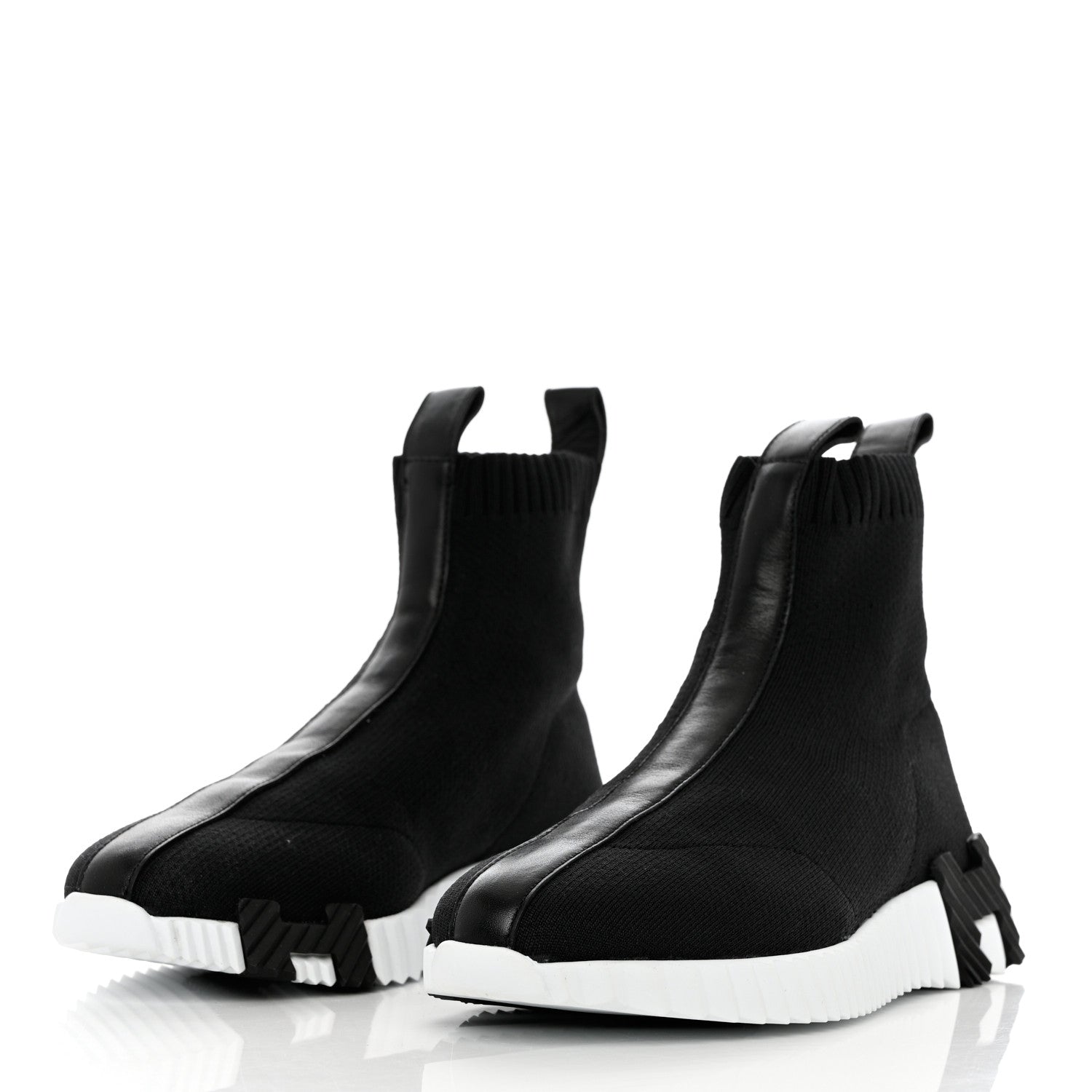 Hermes Technical Canvas Goatskin Fun Sneakers 36.5 Black White 3 of 8