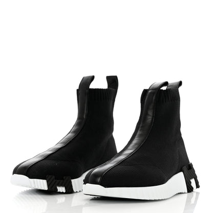 Hermes Technical Canvas Goatskin Fun Sneakers 36.5 Black White 3 of 8