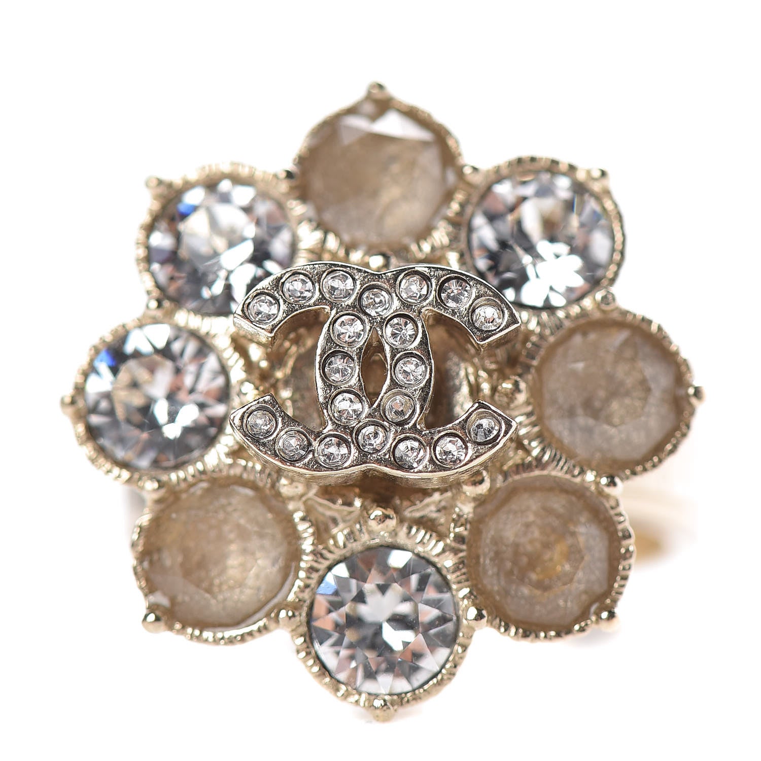 Chanel Crystal CC Ring 6.25 Gold 1 of 6