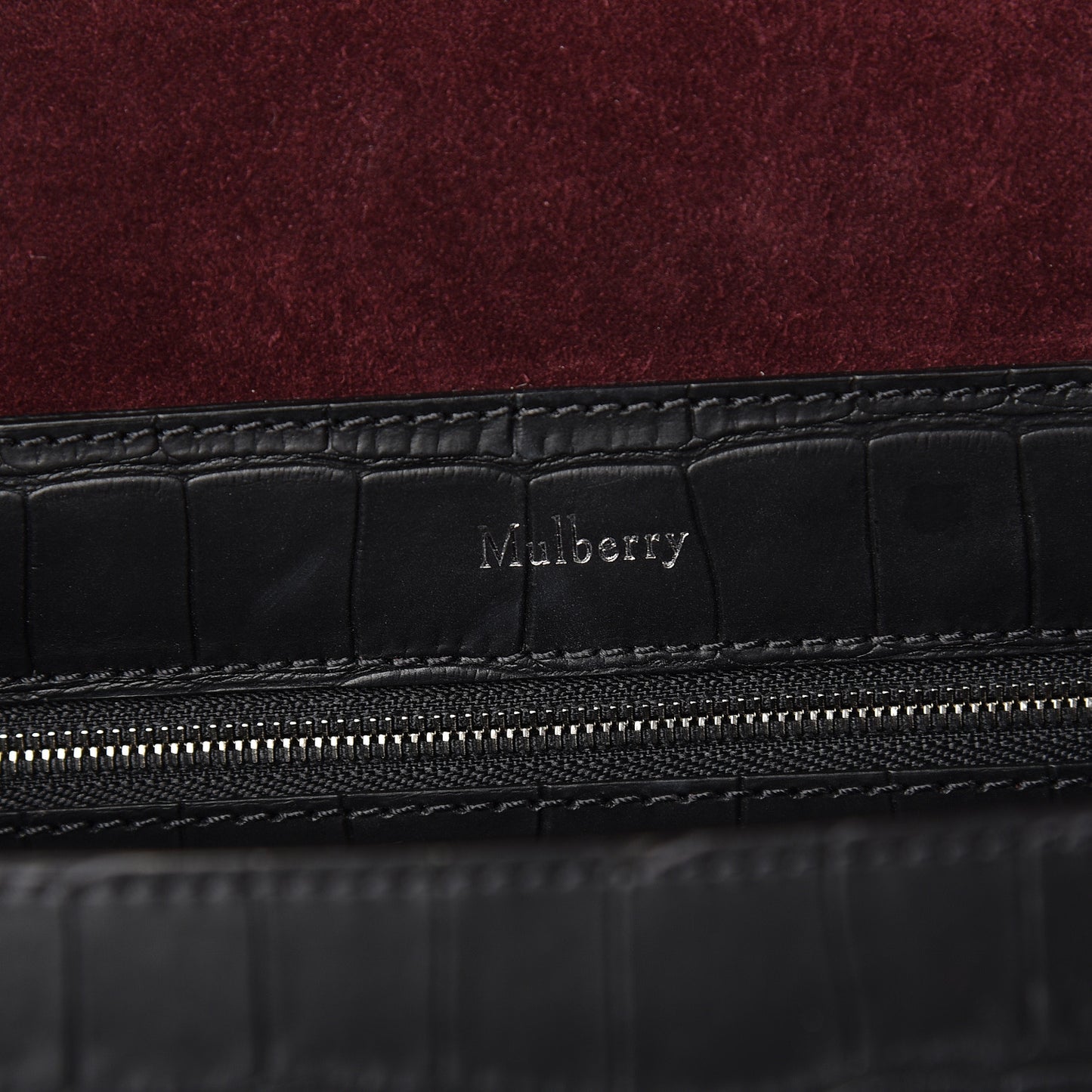 Calfskin Crocodile Embossed Amberley Satchel Black