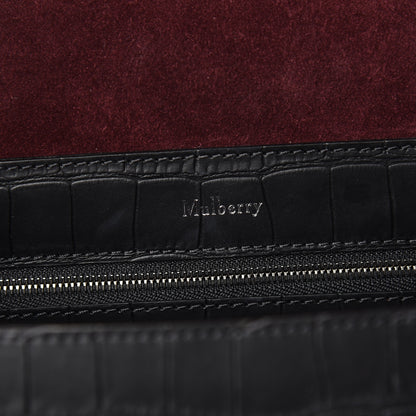 Mulberry Calfskin Crocodile Embossed Amberley Satchel Black 6 of 9