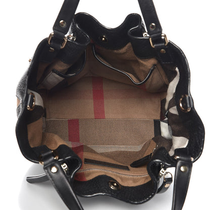 Burberry Grainy Calfskin House Check Small Maidstone Black 5 of 11