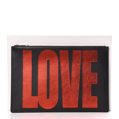 Givenchy Calfskin Love Print Medium Flat Pouch Black 8 of 8