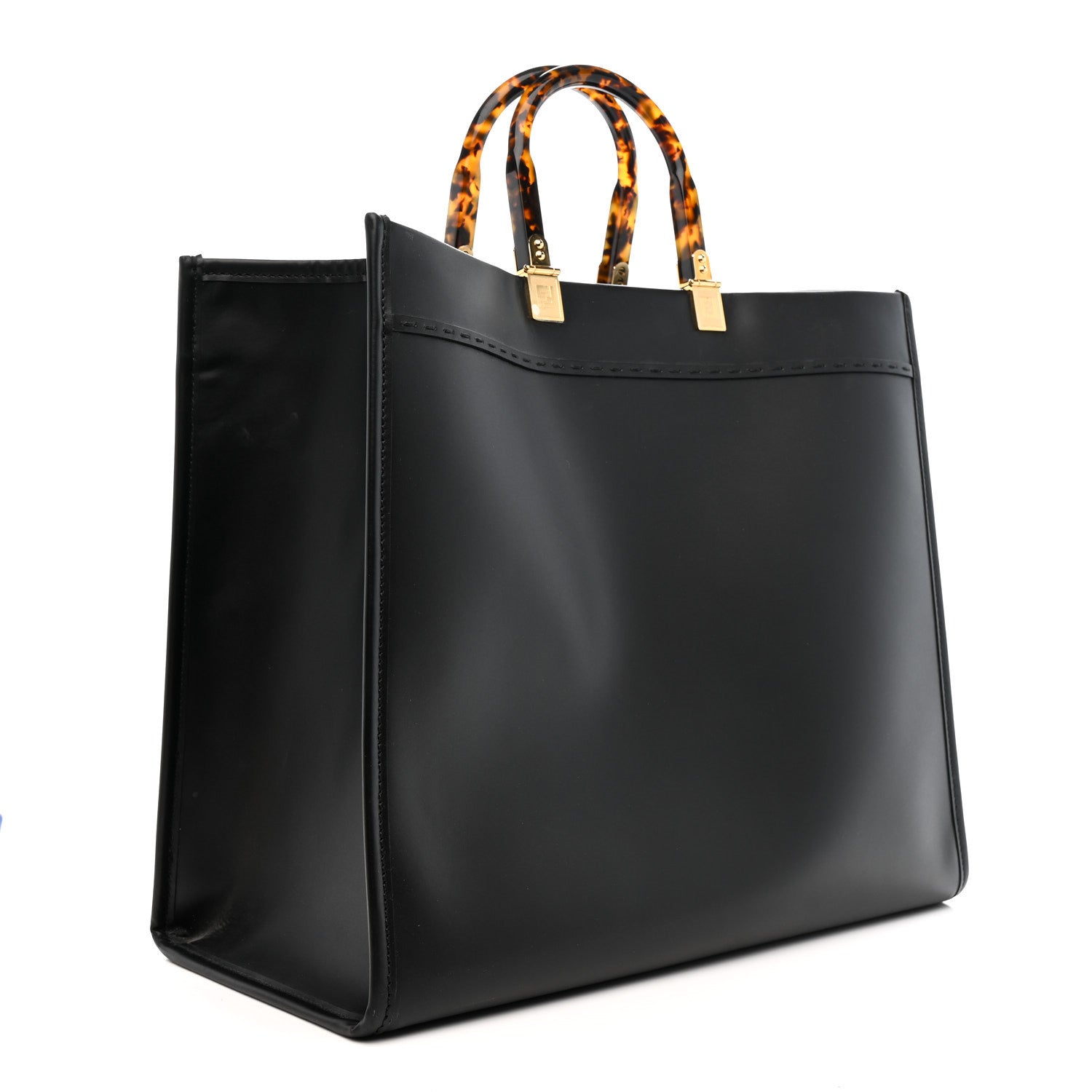 Fendi Vitello King Plexiglass Large Fendi Sunshine Shopper Tote Black 3 of 11