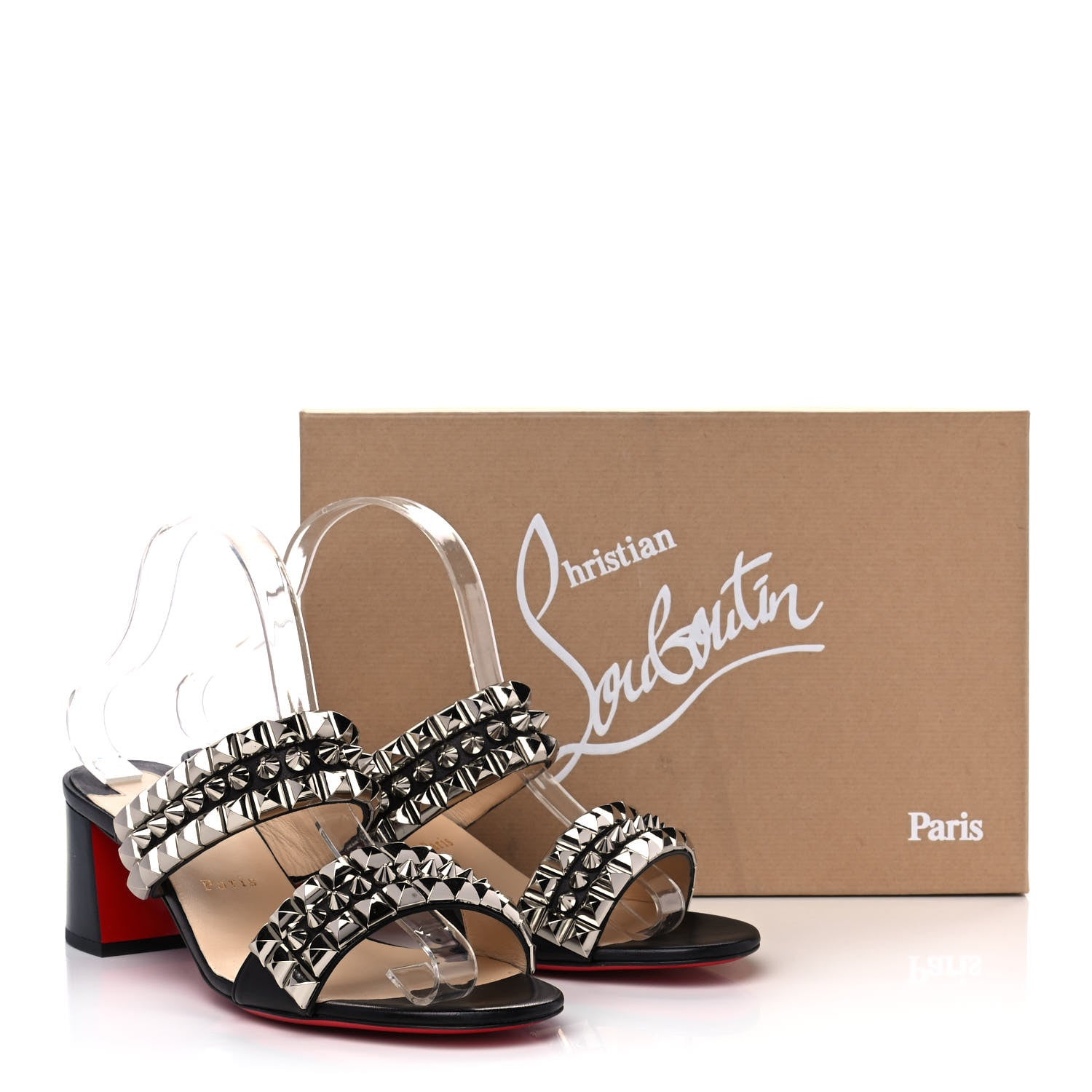 Christian Louboutin Calfskin Studded Tina Goes Mad 55 Slide Sandals 40.5 Black 11 of 11