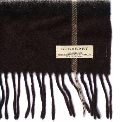 Burberry Cashmere Giant Check Fringe Scarf Dark Brown Black 4 of 5