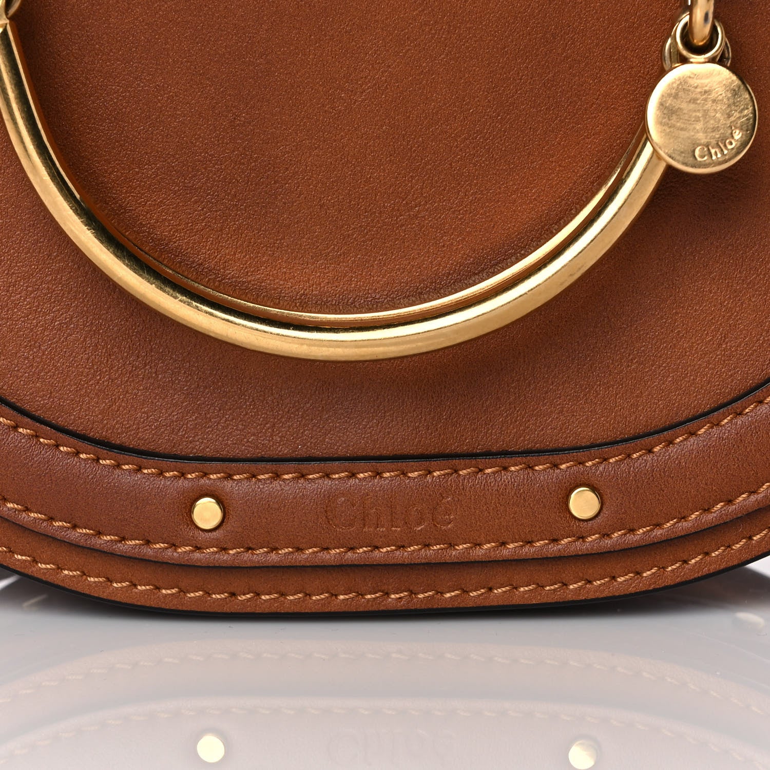 Chloe Calfskin Suede Small Nile Bracelet Bag Caramel 10 of 11