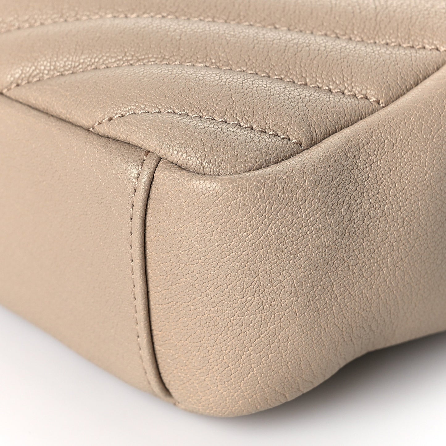 Sheepskin Matelasse Chevron Monogram Medium College Bag Dark Beige