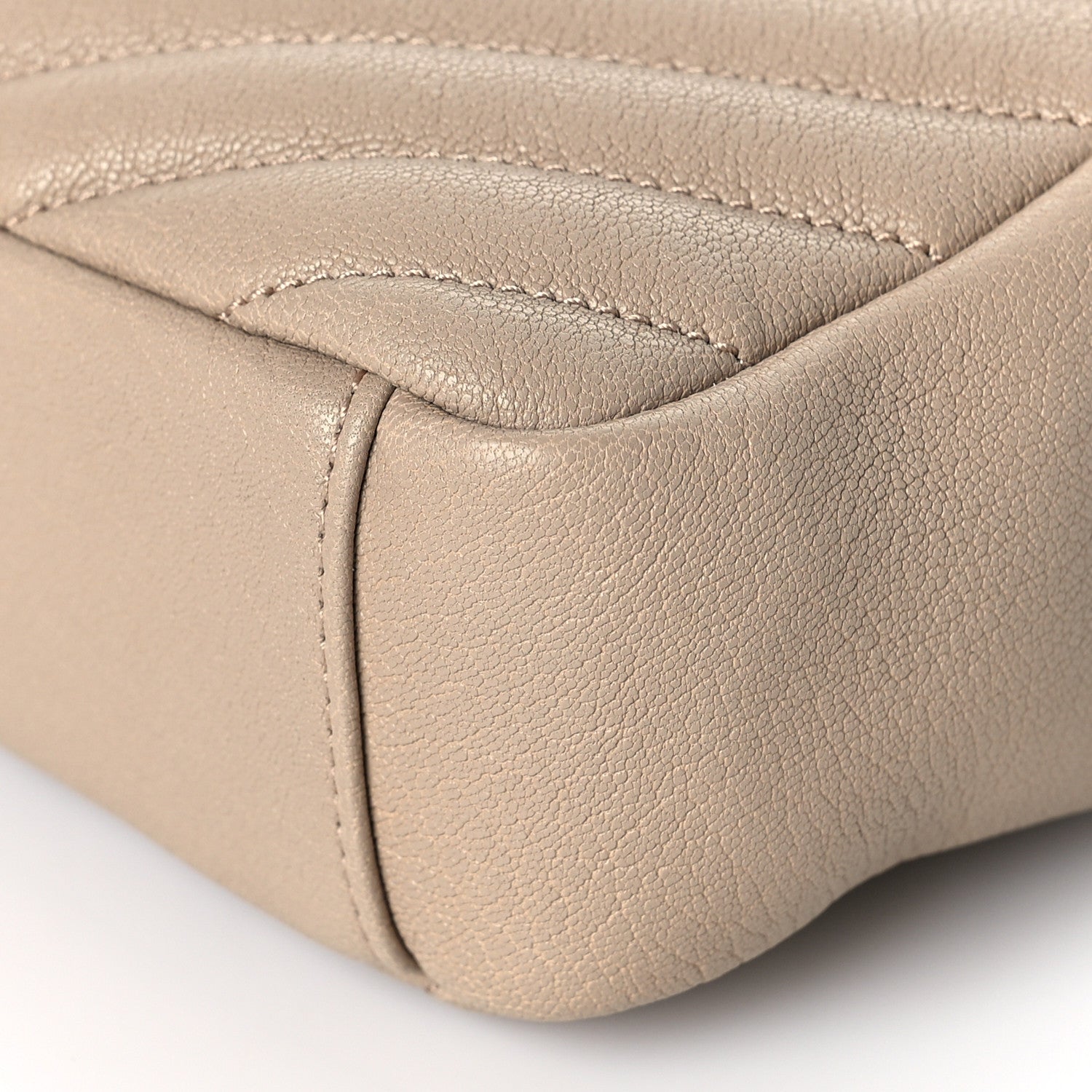 Saint Laurent Sheepskin Matelasse Chevron Monogram Medium College Bag Dark Beige 9 of 9