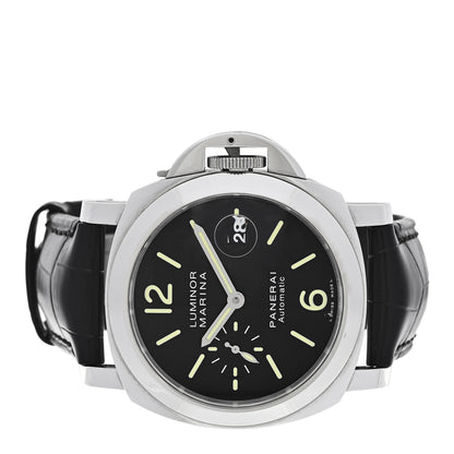 Panerai Stainless Steel Alligator 45mm Luminor Marina Automatic Watch Black PAM00104 2 of 4