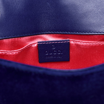 Gucci Velvet Matelasse Mini GG Marmont Shoulder Bag Cobalt Blue 8 of 11