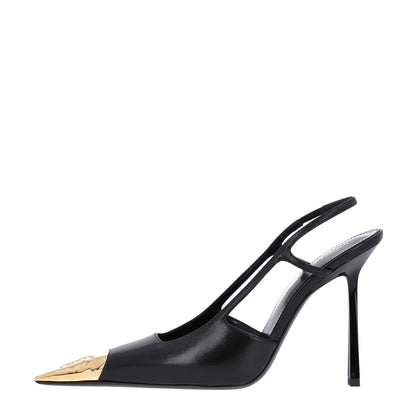 Saint Laurent Smooth Calfskin Jeanne 110 Slingback Pumps 38 Black 1 of 11