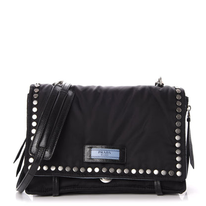 Prada Nylon Tessuto Studded Small Etiquette Bag Black Astrale 1 of 8