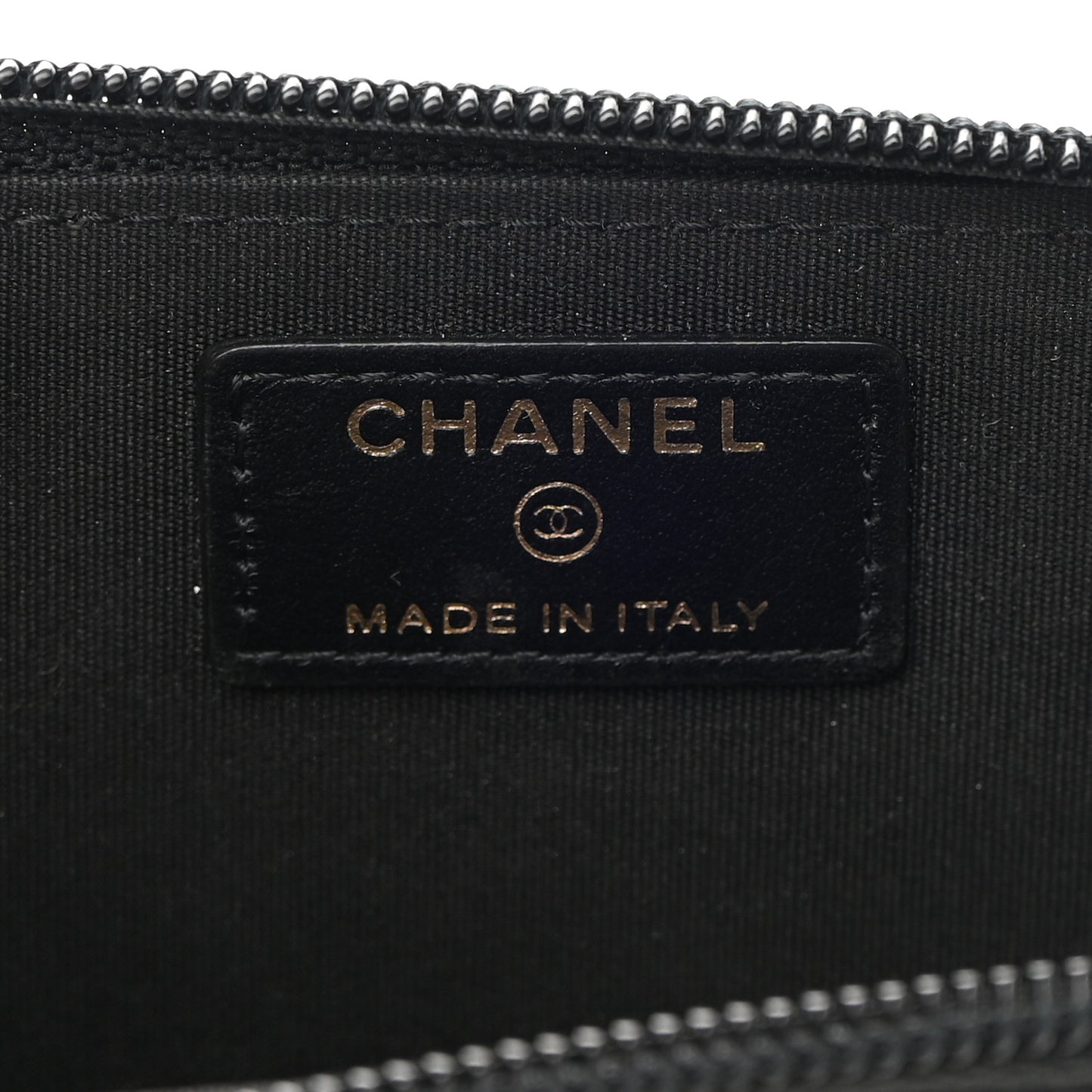 Calfskin Chain Embossed CC Key Holder Case Black