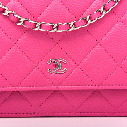 Chanel Caviar Quilted Wallet on Chain WOC Pink 10 of 11