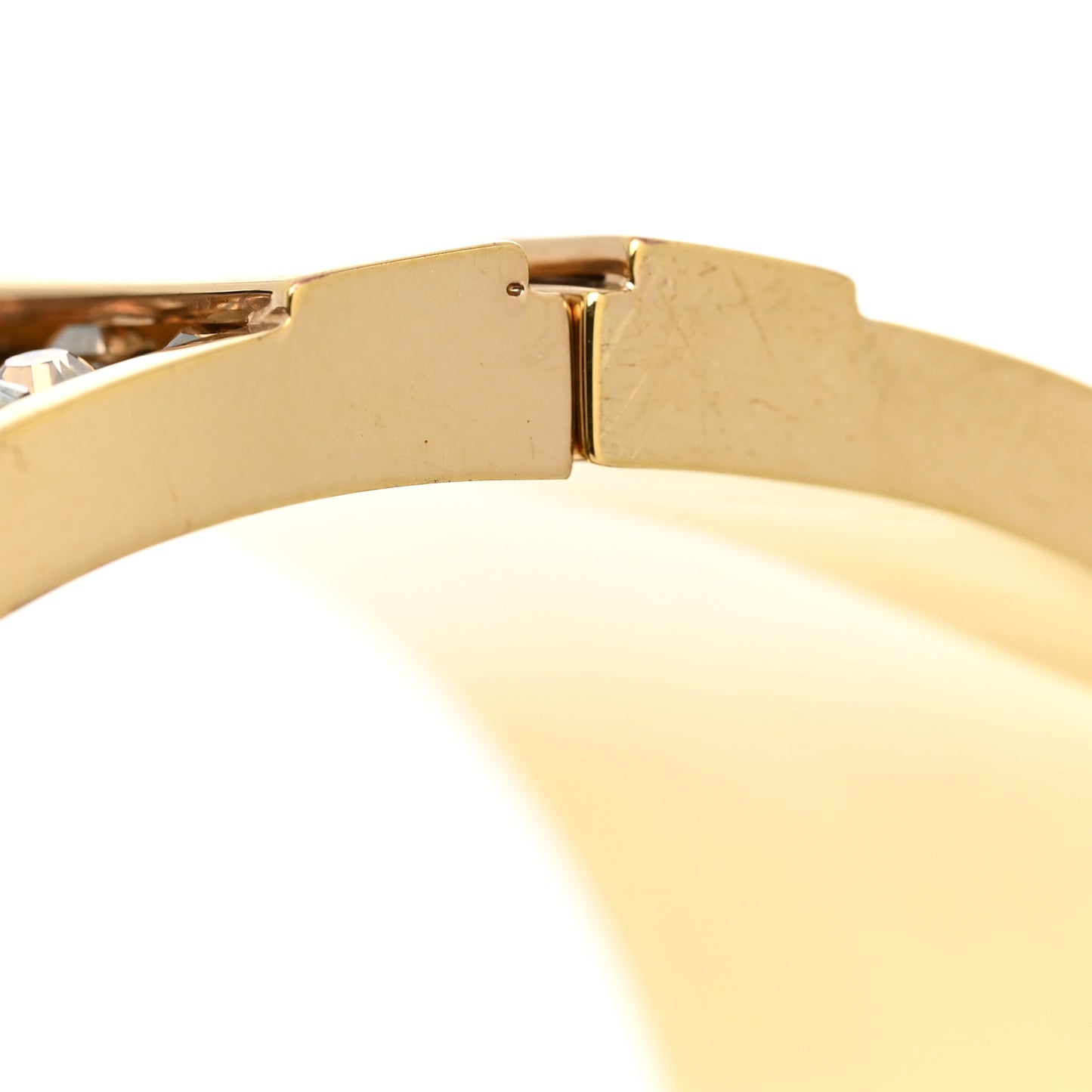 Metal Crystal Wide CD Cuff Bracelet Gold