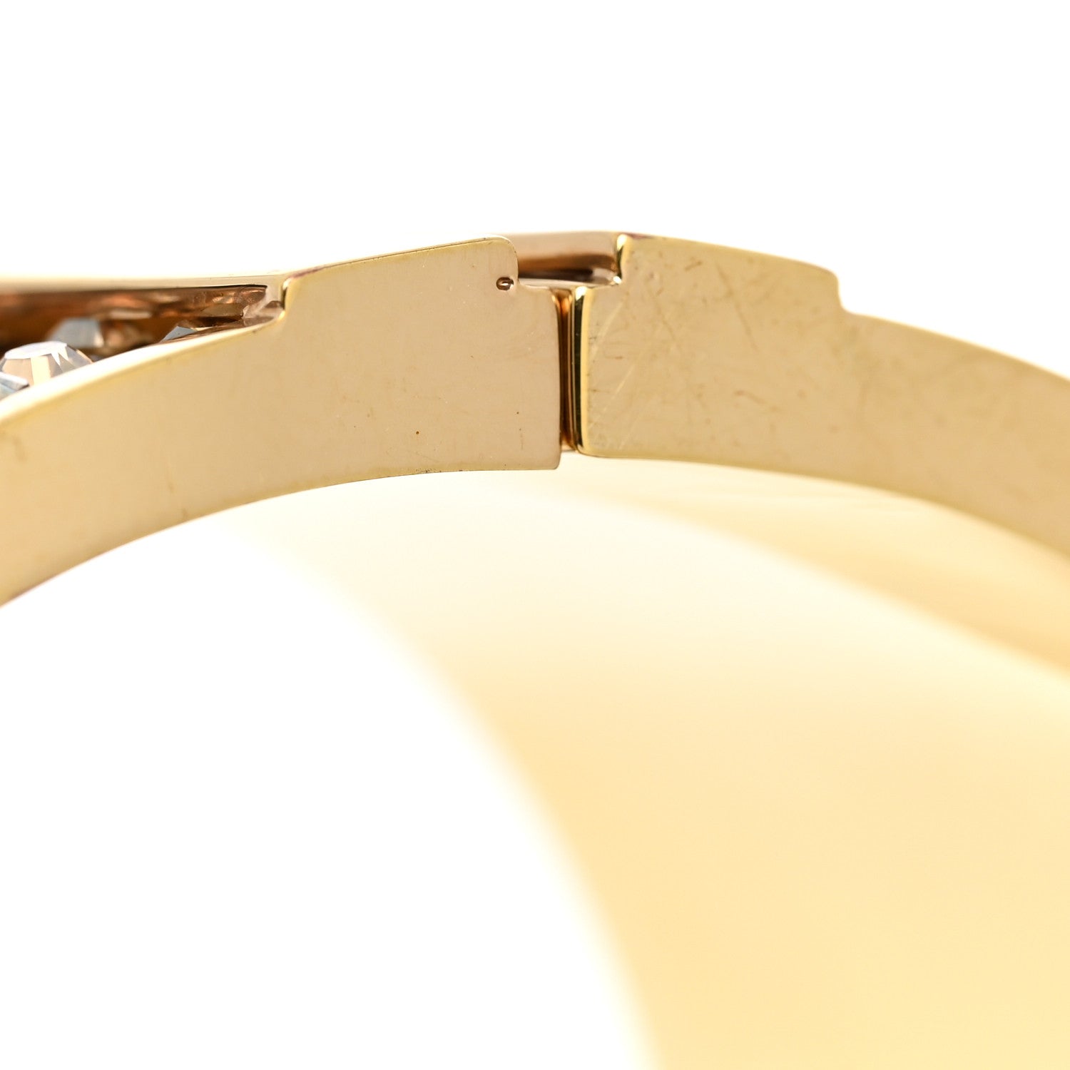 Christian Dior Metal Crystal Wide CD Cuff Bracelet Gold 6 of 6