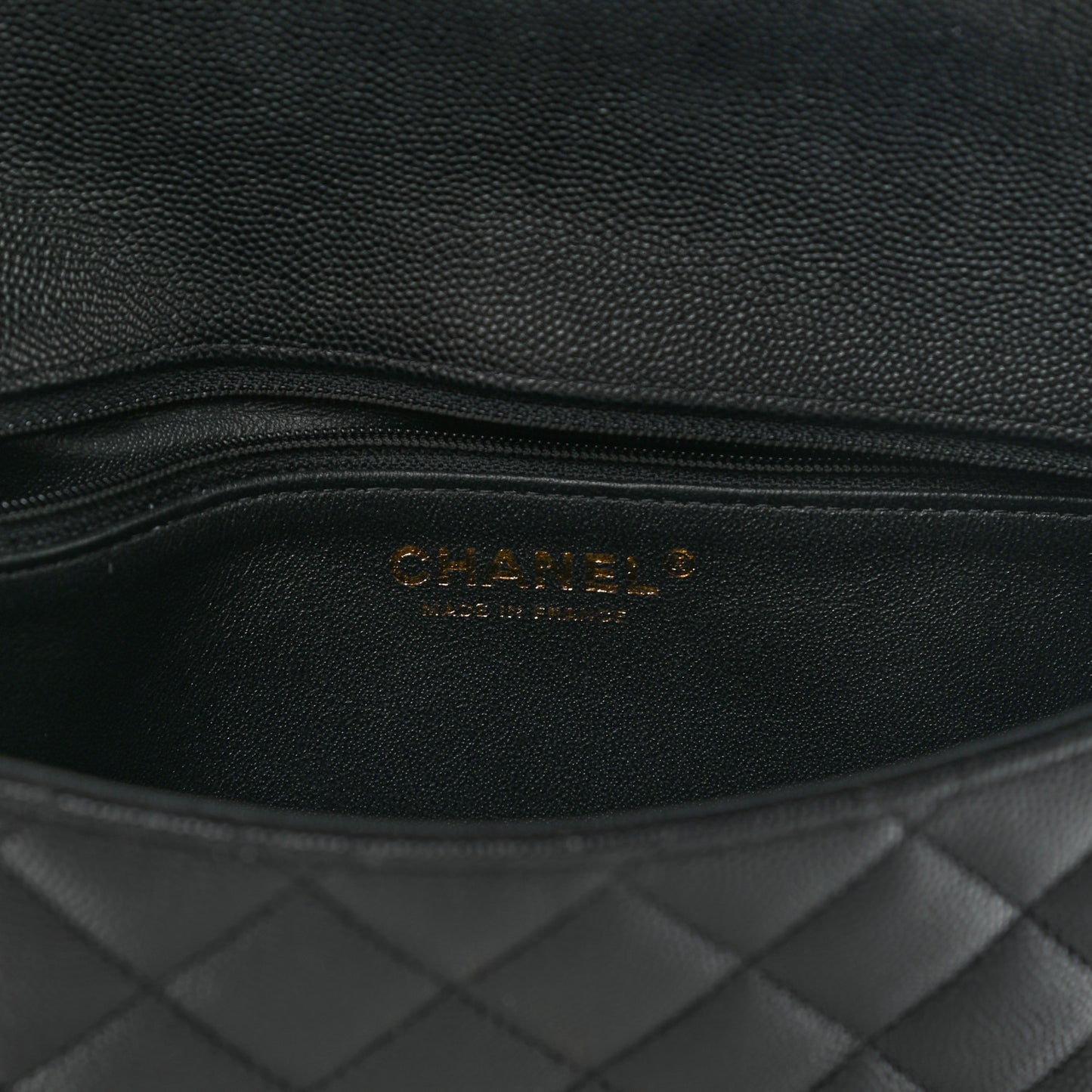 Caviar Quilted Flap Clutch Black