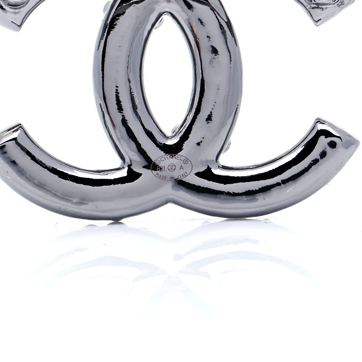 Chanel Pearl Crystal CC Brooch Silver 4 of 5