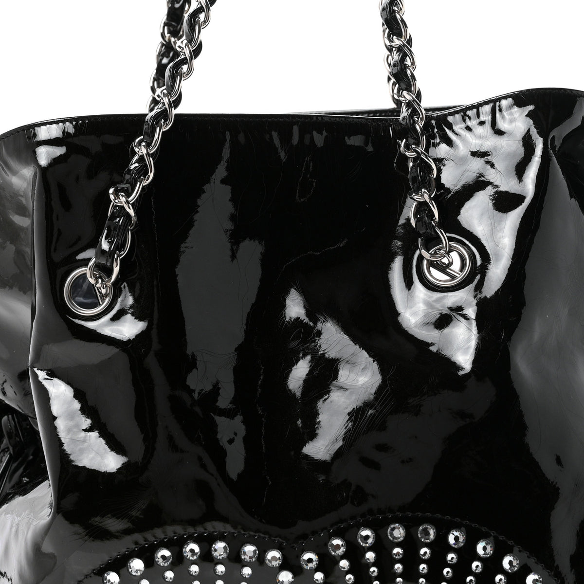 Chanel Patent Crystal Strass Bonbons Tote Black 9 of 10