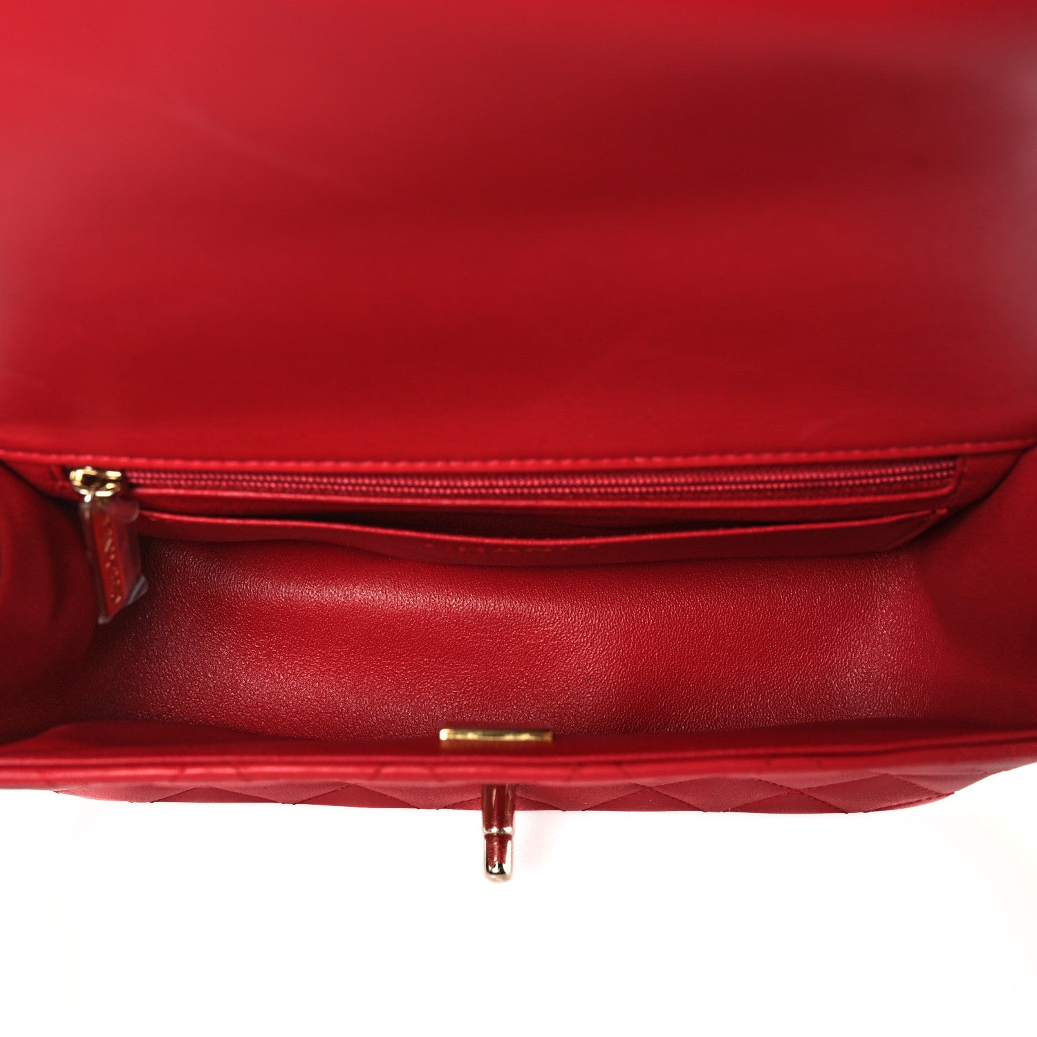 Chanel Lambskin Quilted Mini Top Handle Rectangular Flap Red 5 of 10