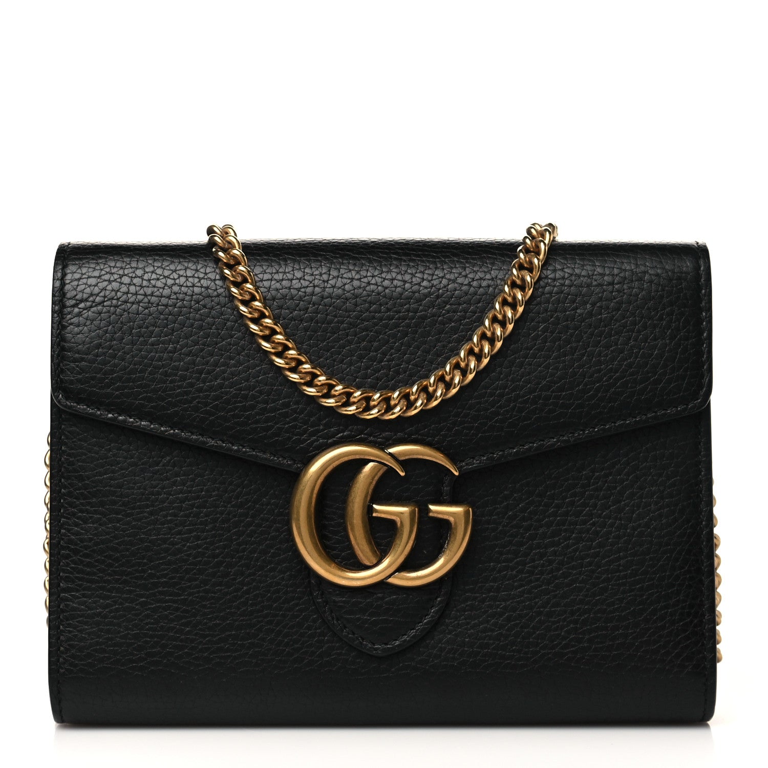 Gucci Calfskin GG Marmont Chain Wallet Black 1 of 8