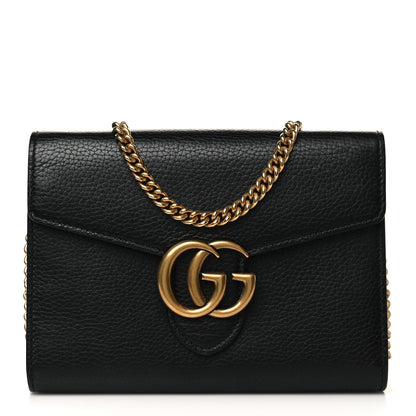 Gucci Calfskin GG Marmont Chain Wallet Black 1 of 8