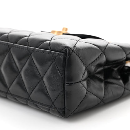 Chanel Shiny Aged Calfskin Quilted Nano Kelly Shopper Black 10 of 10