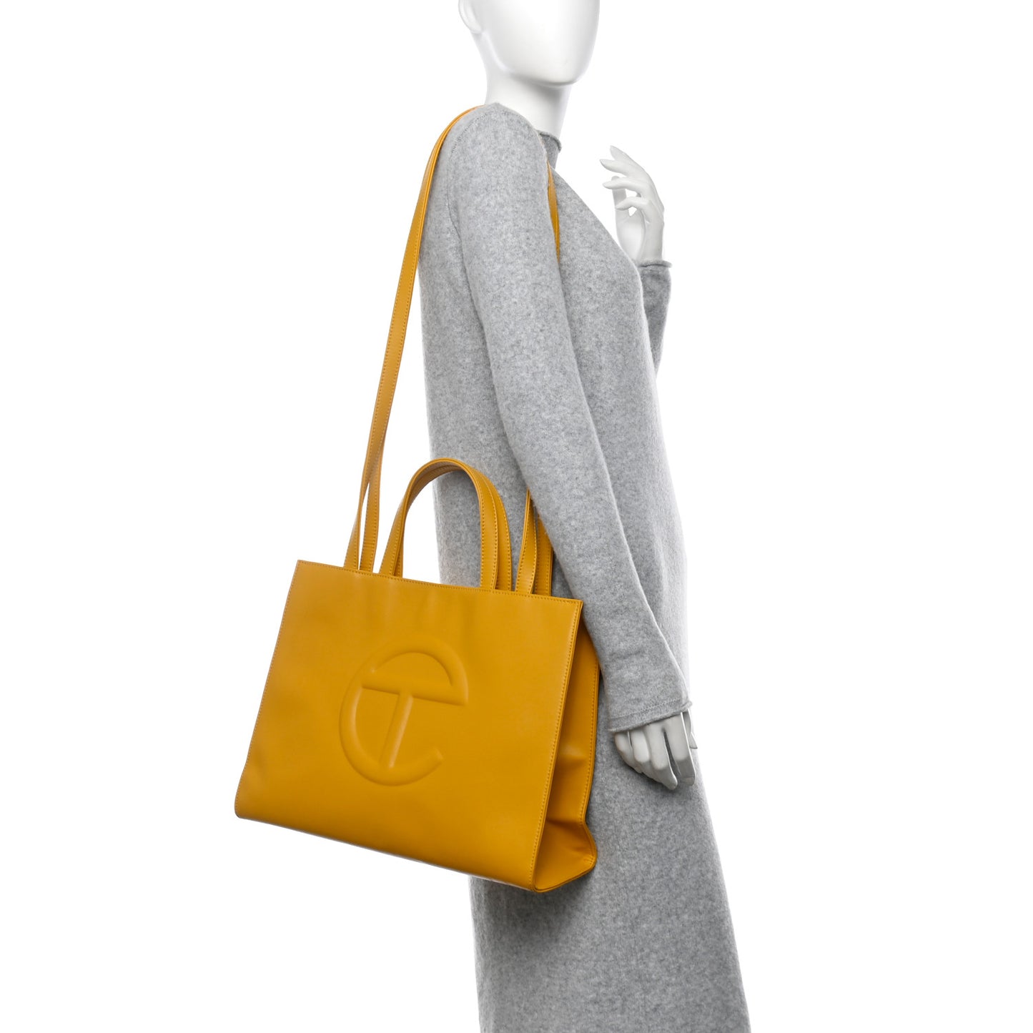 Vegan Leather Medium Shopping Bag Yellow