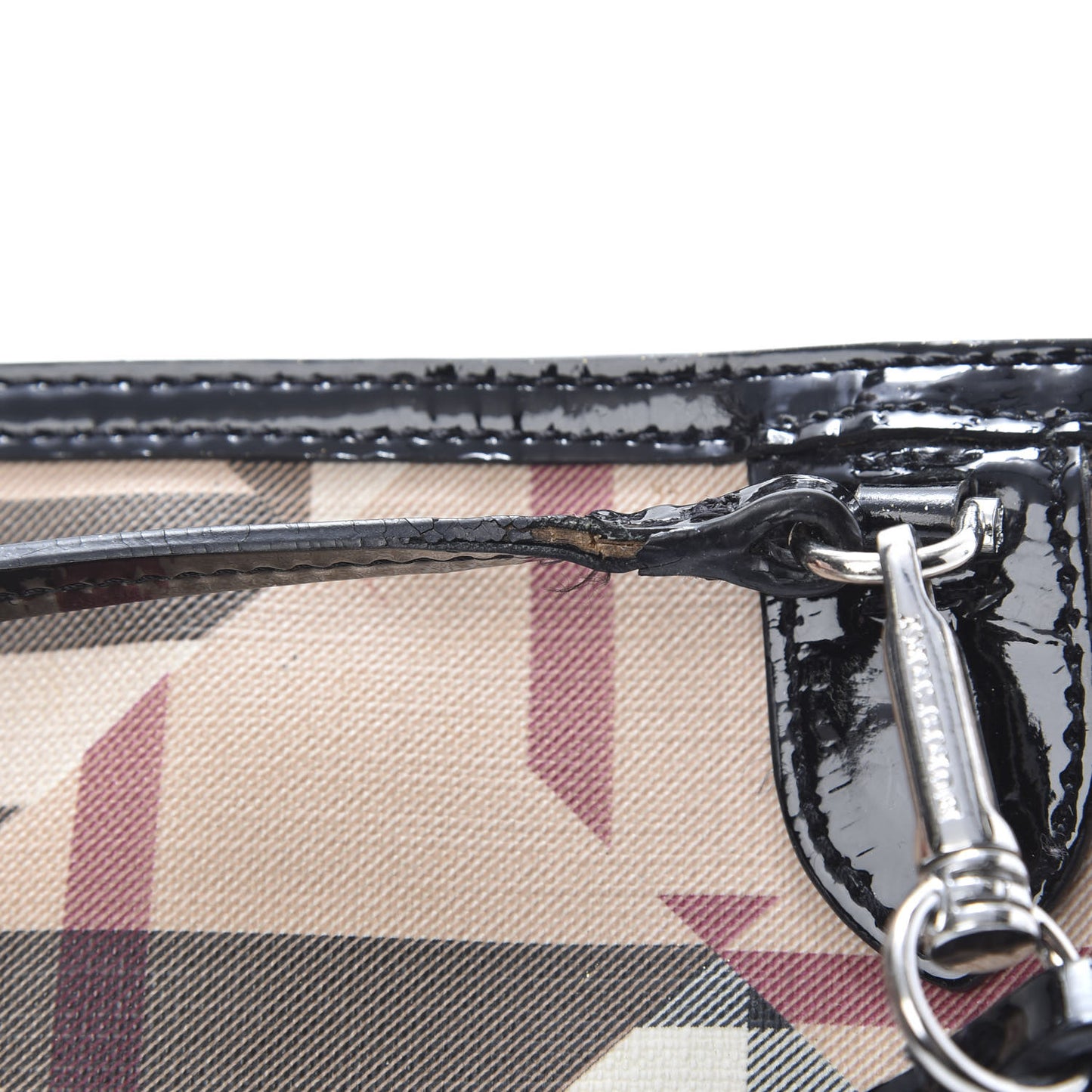 Patent Trim Nova Check Wristlet Pouch Black