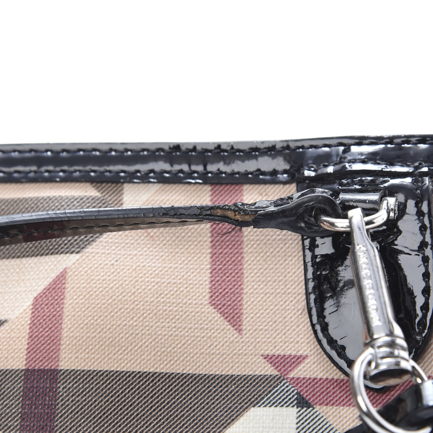 Burberry Patent Trim Nova Check Wristlet Pouch Black 9 of 10
