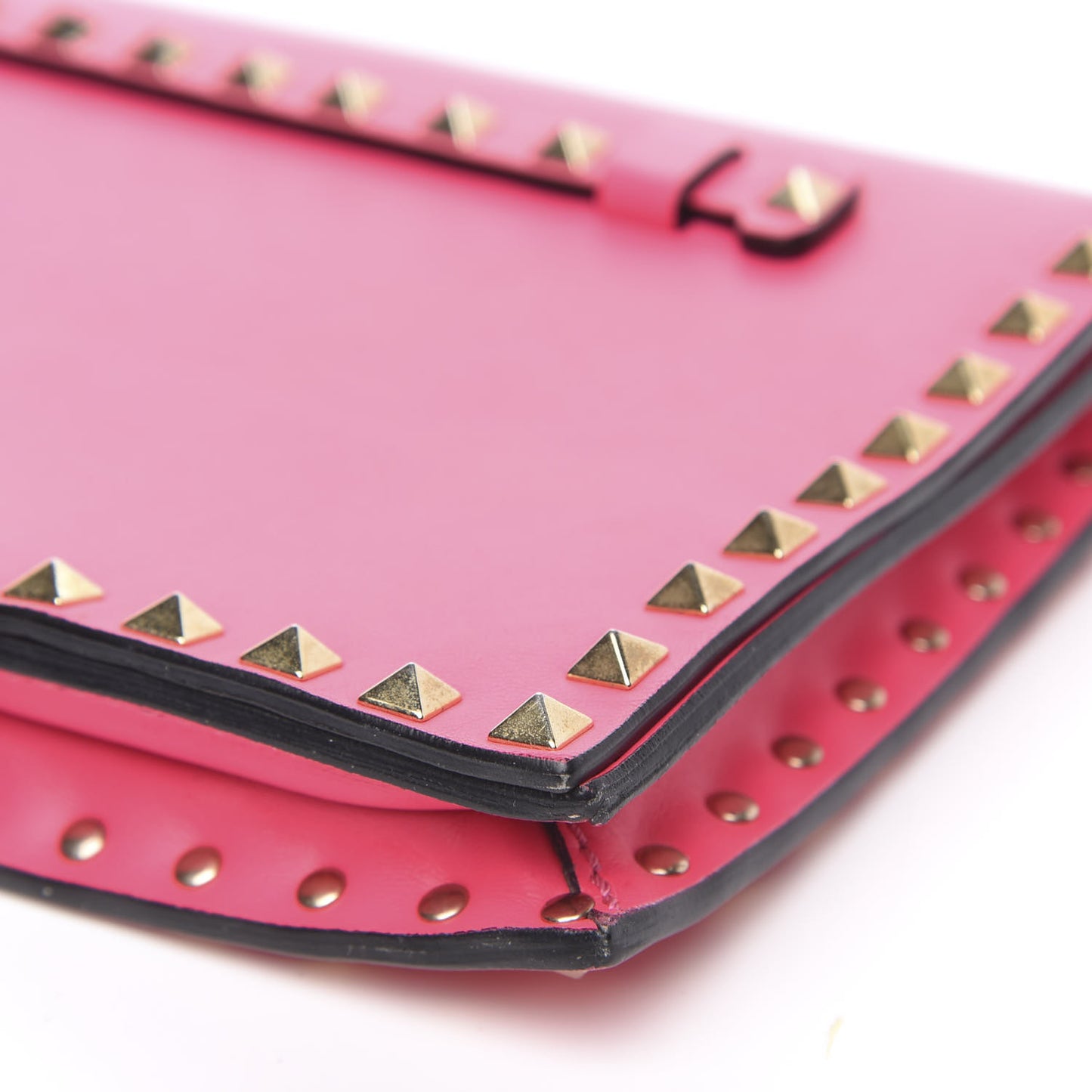 Nappa Rockstud Wristlet Clutch Fuxia Fluo