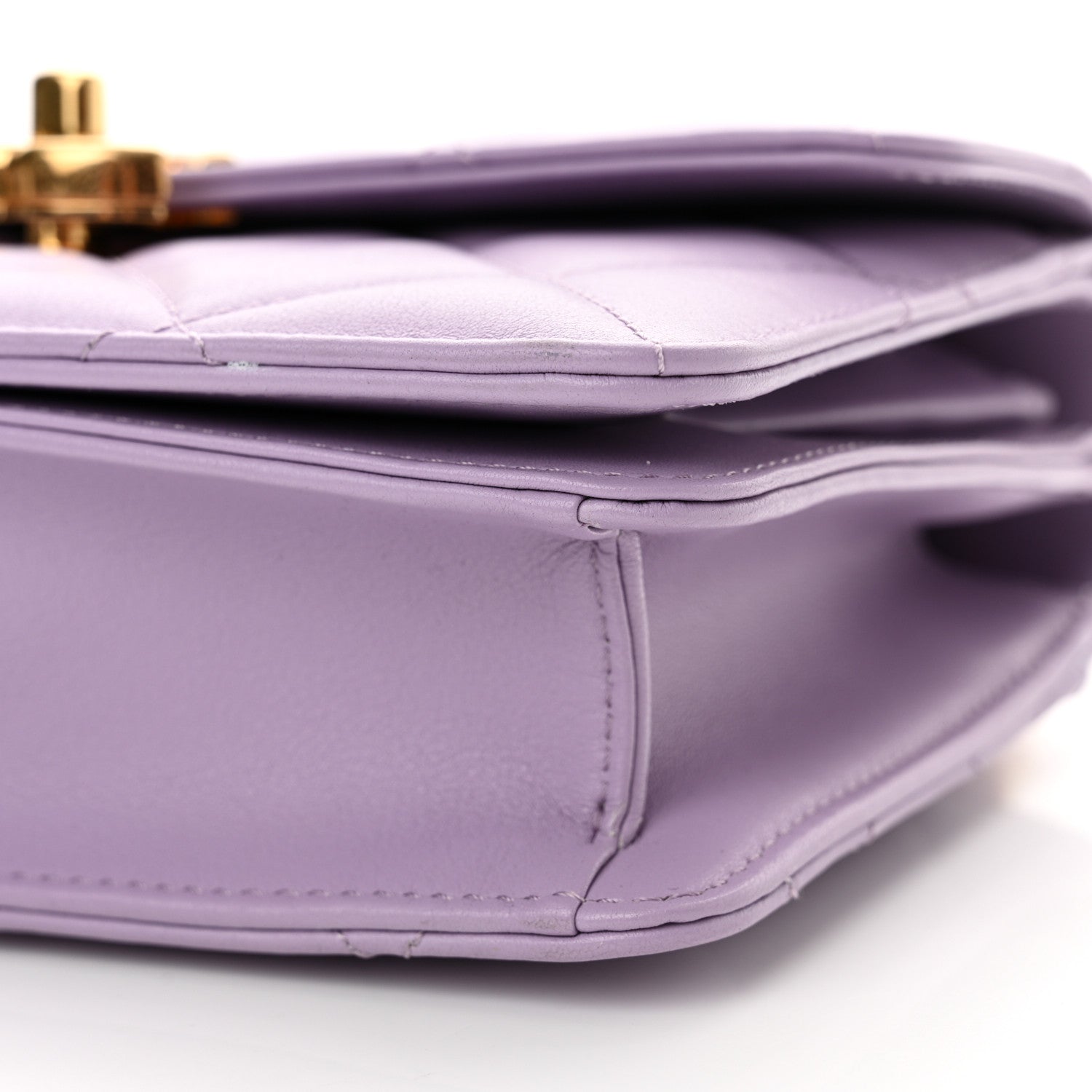 Chanel Shiny Calfskin Quilted Mini Metal Top Handle Flap Purple 10 of 13