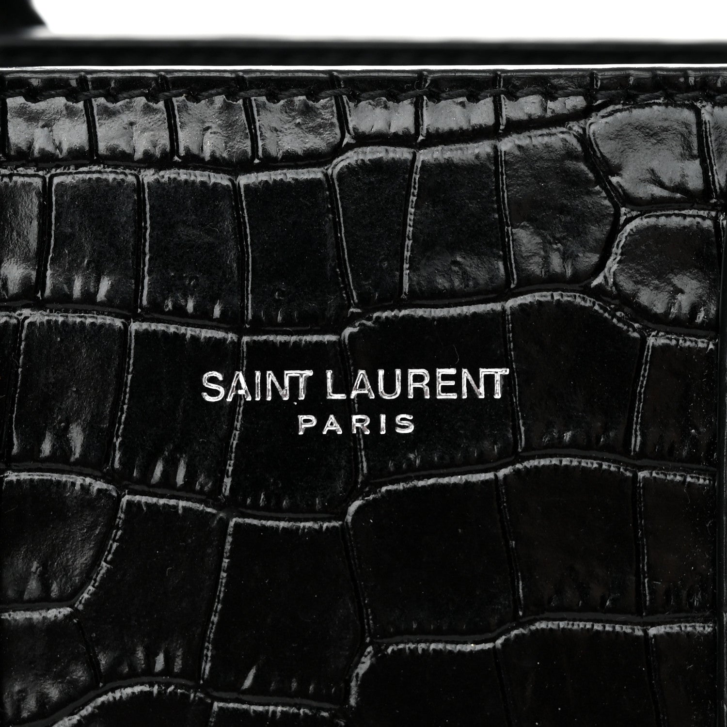 Saint Laurent Calfskin Crocodile Embossed Nano Sac De Jour Black 6 of 14