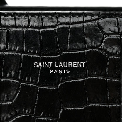 Saint Laurent Calfskin Crocodile Embossed Nano Sac De Jour Black 6 of 14