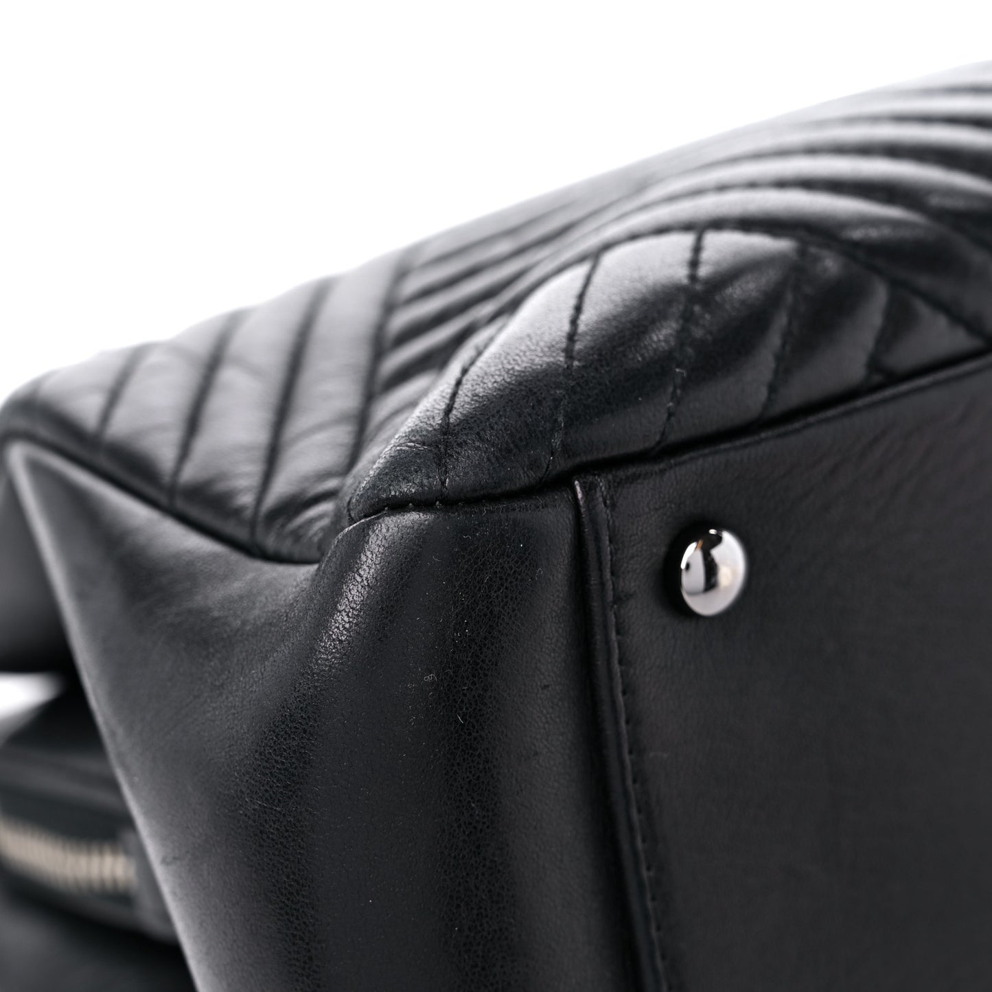 Lambskin Quilted CC Crossing Shopping Tote Black