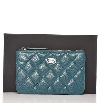 Chanel Caviar Quilted Small Cosmetic Case Dark Turquoise 8 of 8