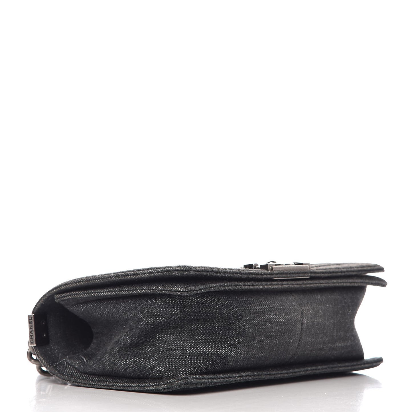 Denim Quilted Medium Boy Flap Black