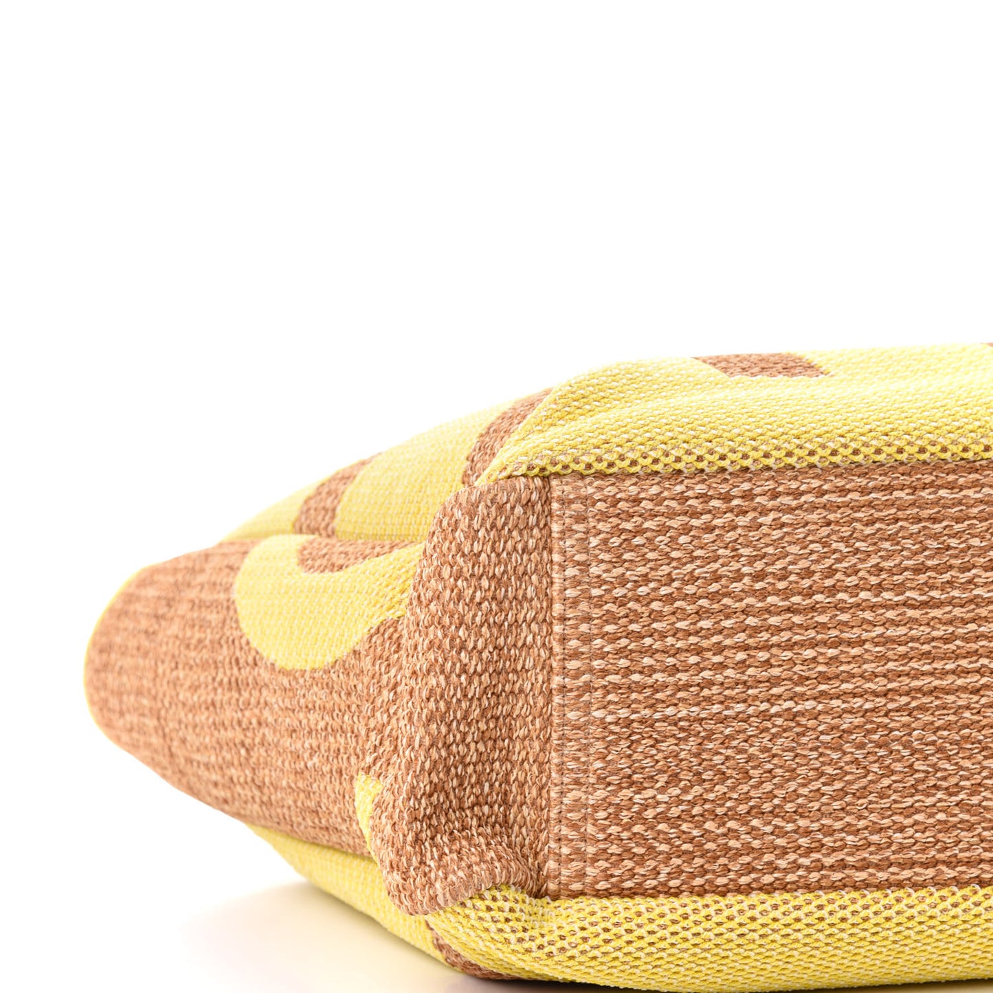 Mixed Fibers Large Shopping Bag Yellow Brown
