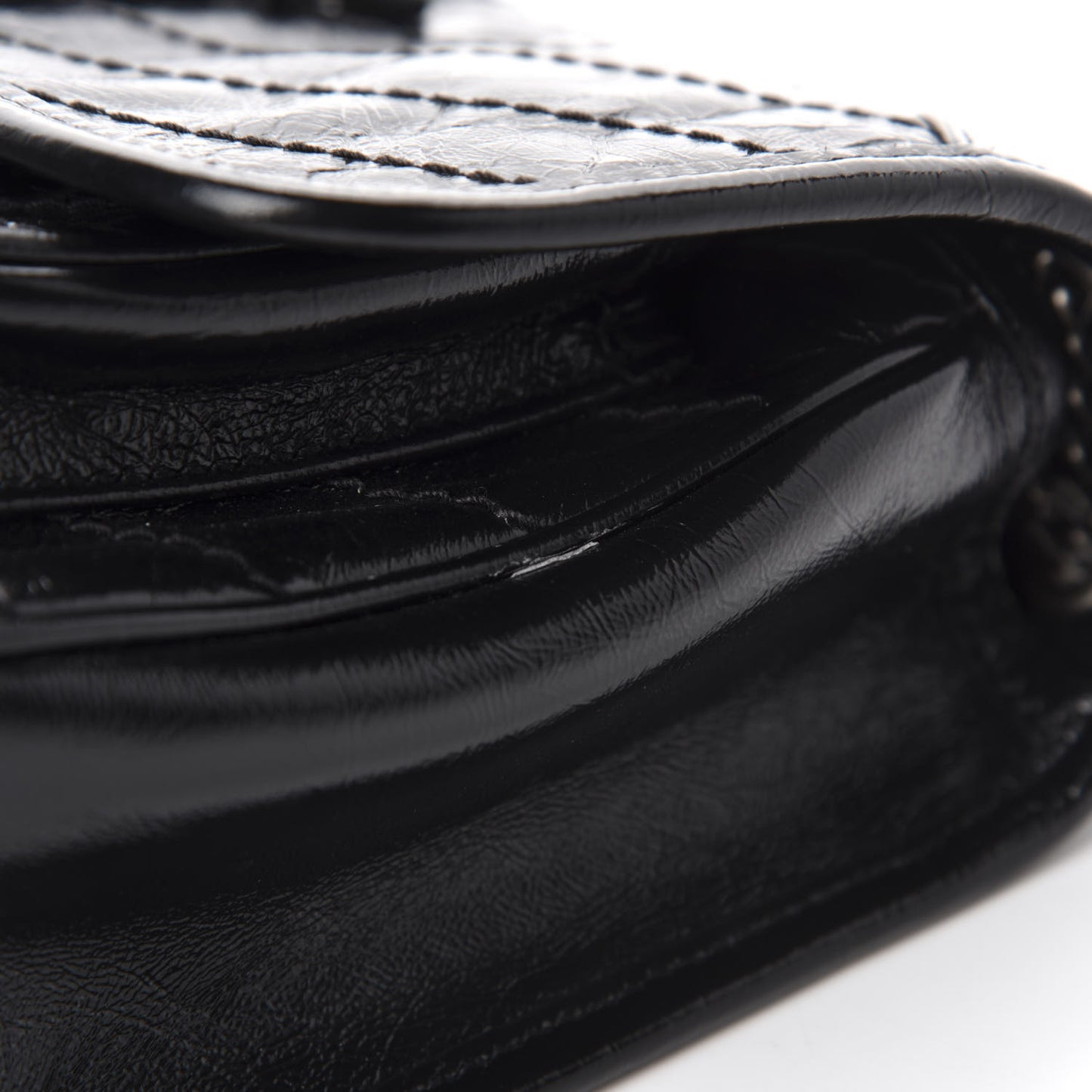 Crinkled Calfskin Matelasse Monogram Baby Niki Chain Satchel Black